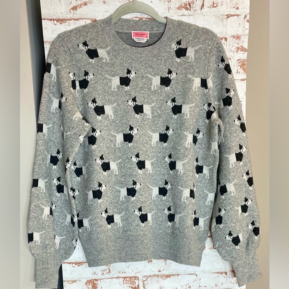 NWT kate spade Wool Claude Sweater with Dachsund Pattern Size M